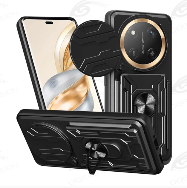 Honor Magic 8 Lite Ring Wallet maska (Black) - Mgs mobil Niš